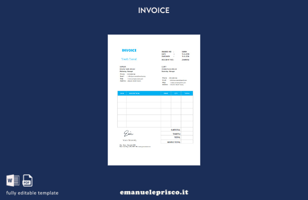 modello di formato di fattura semplice gratuito in stile verificato